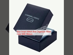 ব্লু স্মার্ট ওয়াচ বক্স অর্গানাইজার বালিশ কেস রিবন সহ