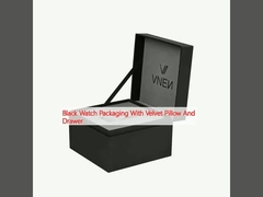 কালো ঘড়ির প্যাকেজিং ভেলভেট বালিশ এবং ড্রয়ার সহ