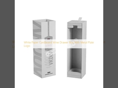 ধাতব প্লেট লোগো সহ সাদা কাগজ কার্ডবোর্ড ওয়াইন ড্রয়ার বক্স