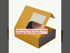 হলুদ মুদ্রিত চৌম্বকীয় ফ্ল্যাপ উপহার বাক্স স্বচ্ছ উইন্ডো সহ পাইকারি