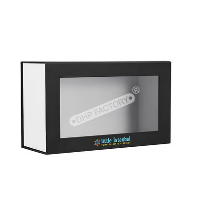 Good price OEM ODM Matte Black Magnetic Gift Box With Clear Pvc Window Eco Friendly online