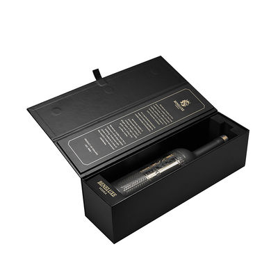 Good price Customizable Magnetic Wine Boxes Black Wine Box With Ribbon Open online