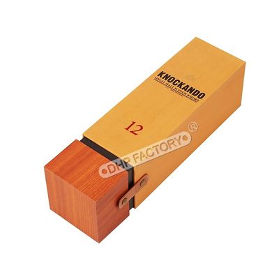 Good price Luxury Orange Rigid Paper Gift Box With Leather Wrapping For Wine And Whisky online