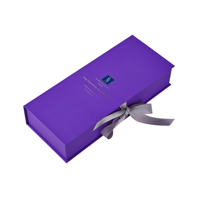 Dobra cena. Luxury Purple Magnetic Aromatherapy Box z srebrną folią Logo Ribbon Bow dla olejów eterycznych w Internecie
