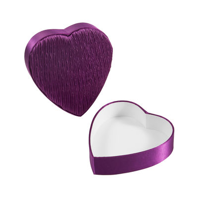 Bom preço Caixa de presente em forma de coração elegante de satém roxo Caixa de proposta romântica para presentes de jóias on-line