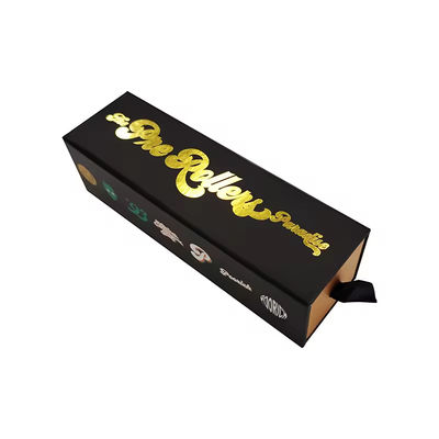 Giá tốt. Custom Luxury Perfume Package Black Slid Drawer Ribbon Box Foil Stamp Logo trực tuyến