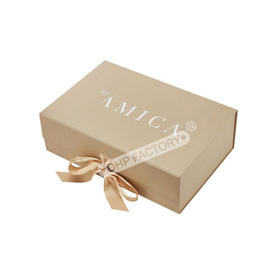 Good price Solid Color High End Packaging Rigid Foldable Boxes Fold Up Gift Boxes With Ribbon online