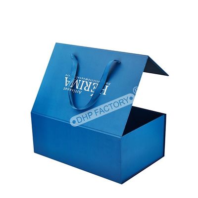 Good price Gloss Coating Custom Rigid Gift Box With Ribbon Handle For Clothes Packaging online