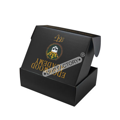 Good price Elegant Black Custom Cardboard Shipping Boxes With Gold Foil Logo online