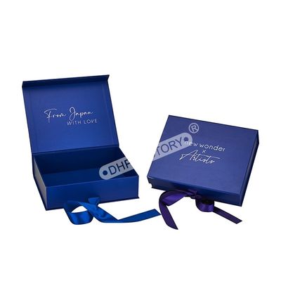 Coated Elegant Rigid Presentation Gift Boxes With Ribbon For Corporate Gifts