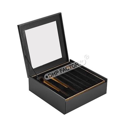 Matte Black Rigid Gift Box Lamination Rigid Paper Boxes With Gold Foil Logo