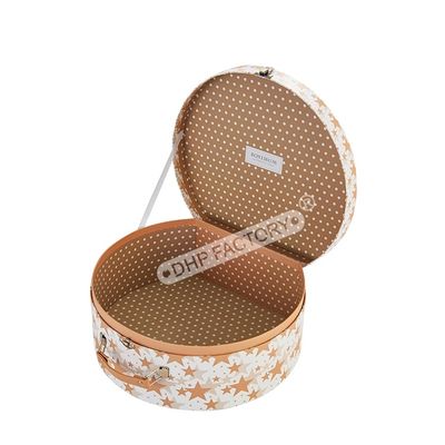 Good price Fashion Round Suitcase Hat Box Paperboard Suitcase Box With PU Handle For Clothing online