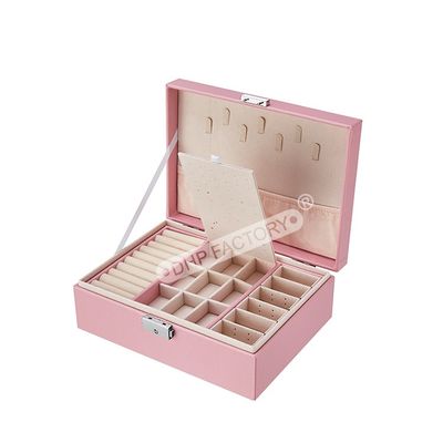 Good price Chic Leather Large Jewelry Box Packaging With Dividers For Rings Earrings online