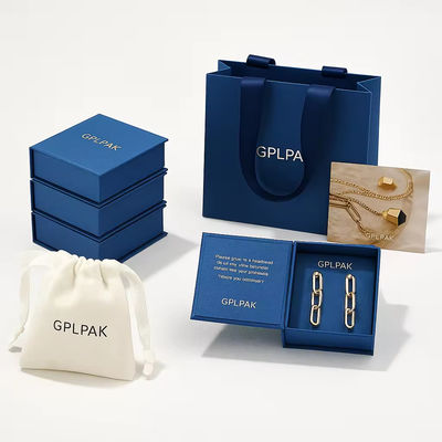 Harga yang bagus Kotak Hadiah Perhiasan Daur Ulang Bentuk Buku Biru Premium Dengan Bantal Untuk Kalung Cincin on line