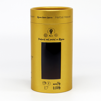 Bom preço Caixa de presente de camiseta protetora Tubo de papel de papelão dourado com embalagem de luxo de janela on-line