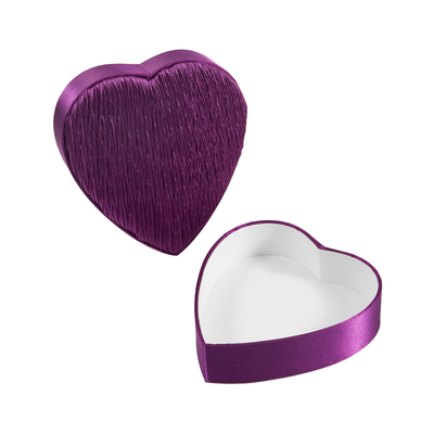 Bon prix Élégante boîte cadeau en forme de cœur en satin violet Boîte de proposition romantique pour cadeaux de bijoux en ligne
