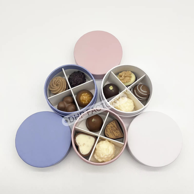 Good price Custom Printed Round Tube Box For Chocolate Blue Rigid Paper Cylinder Gift Box With Divider online