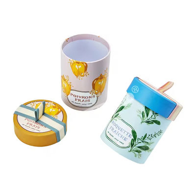 Bon prix Tubes en papier rigide cylindrique avec ruban tirant le couvercle boîte personnalisée à bord plat pour le stockage de bougies en ligne