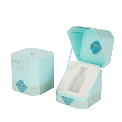 Harga yang bagus Botol Parfum Premium Bentuk Poligon Warna Hijau dengan Tutup Flip-Top dan Baki EVA Putih Logo Stempel on line